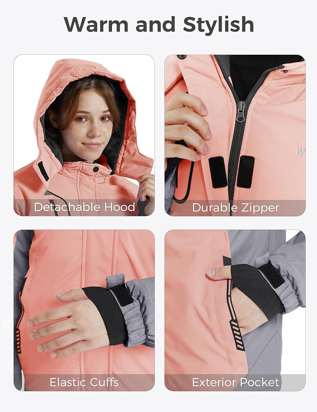 Wantdo Mädchen Berg Ski Jacke Warmer Winter Fleece Mäntel Wasserdichter Atmungsaktive RegenMäntel Ou
