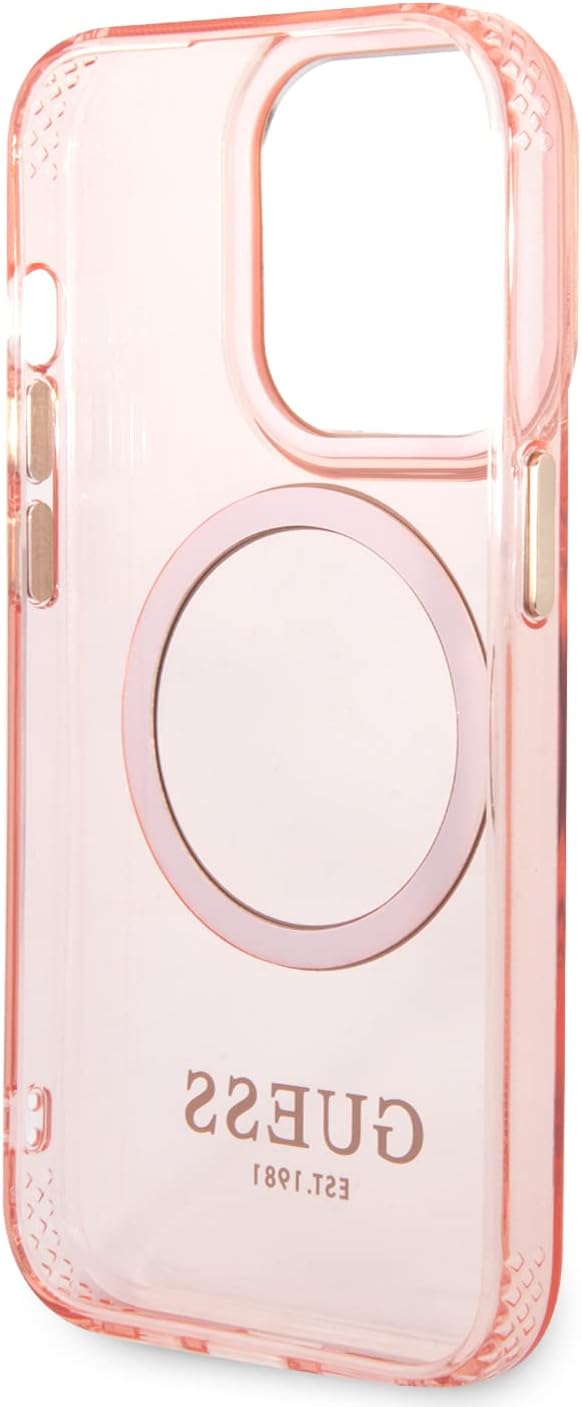 GUESS GUHMP14LHTCMP Hülle für iPhone 14 Pro 6,1" Rosa Hard case Gold Outline Translucent