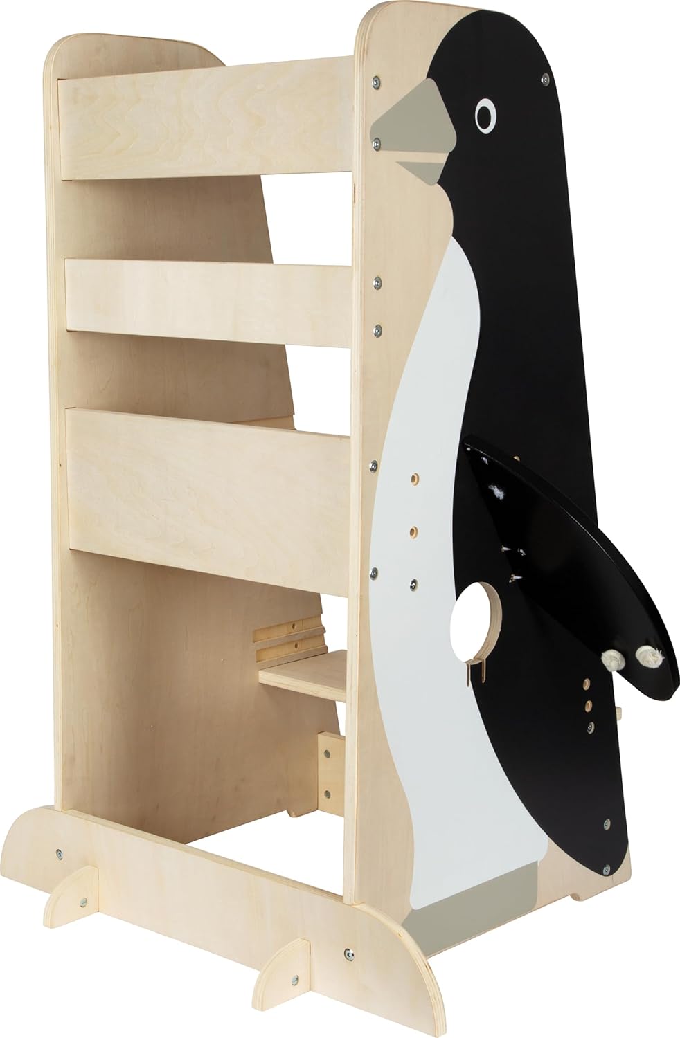 Small Foot Lernturm „Pinguin Wildlife“, höhenverstellbarer Learning Tower aus Holz, bis 50 kg, Monte