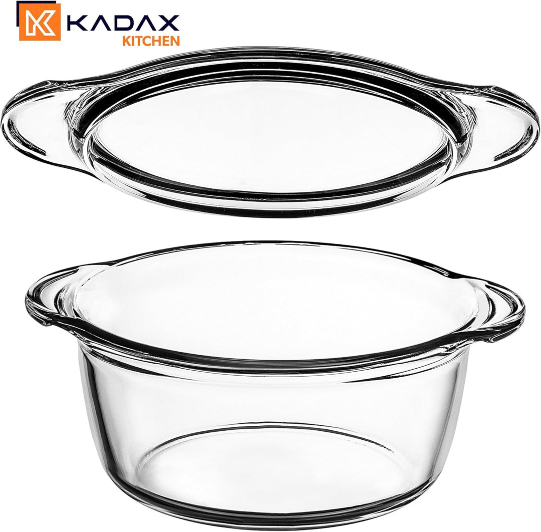 KADAX Auflaufform aus hitzebeständigem Glas, feuerfestes Gefäss, Glasbräter mit Deckel und Griffe, G