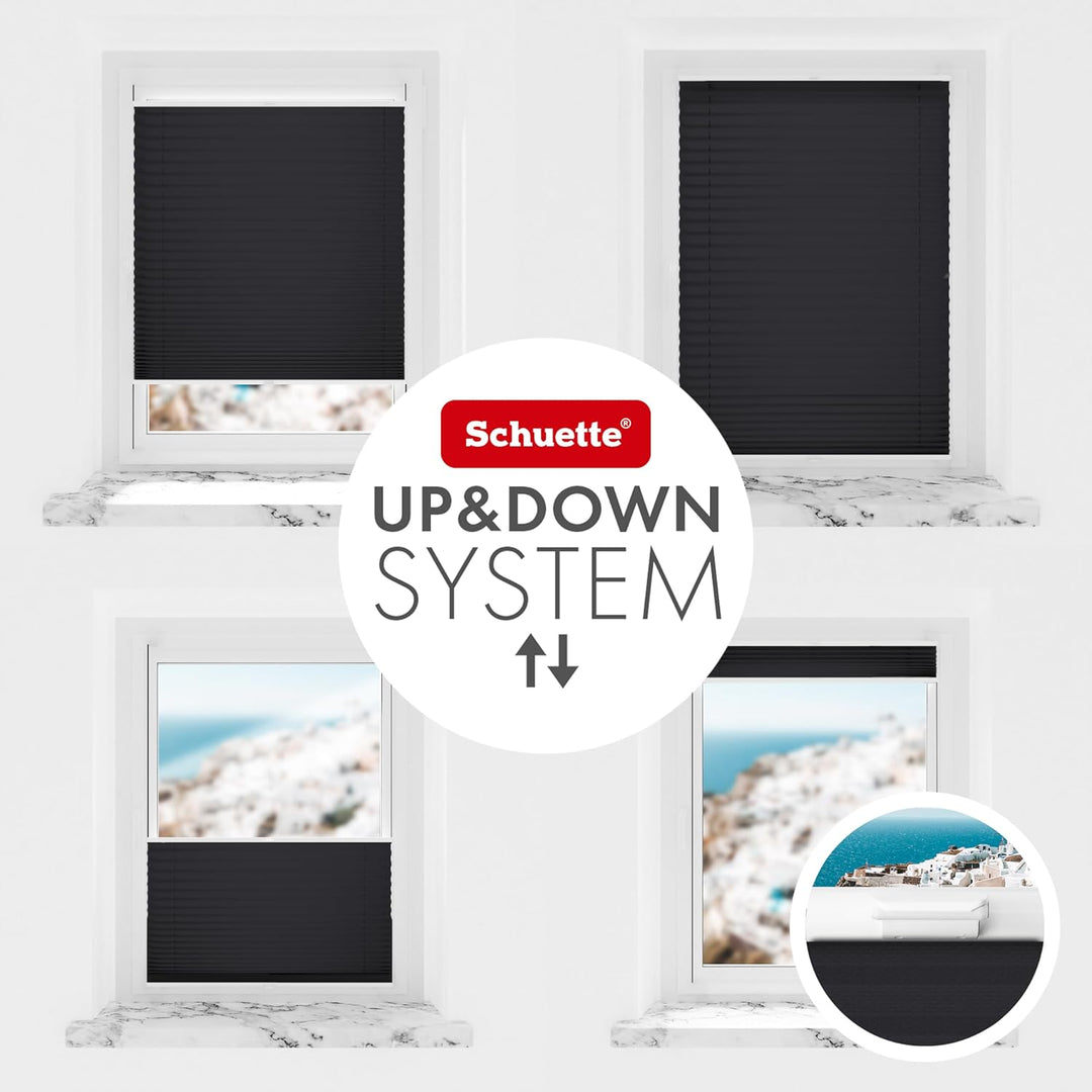 Schuette® Plissee ohne Bohren ● Thermo Kollektion: Dark Night (Schwarz) ● 75x120cm (Breite x Höhe) ●