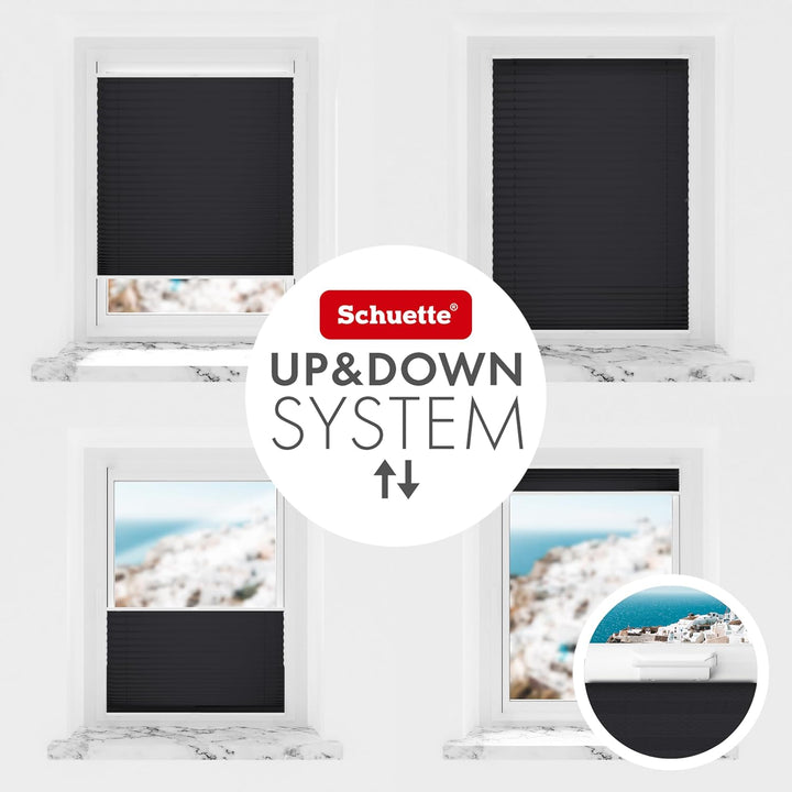 Schuette® Plissee ohne Bohren ● Thermo Kollektion: Dark Night (Schwarz) ● 75x120cm (Breite x Höhe) ●