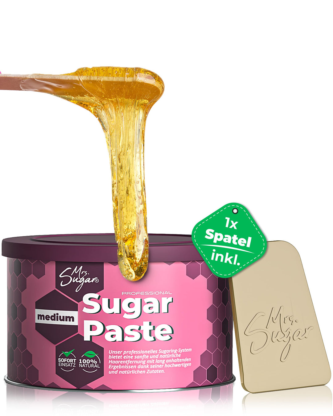 Sugaring Paste Mrs. Sugar 1x Zucker-Spatel, Medium Zuckerpaste Haarentfernung 550g (Medium), Medium