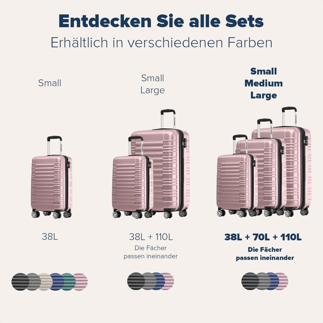 TRVLMORE Koffer & Trolleys - Koffer Set - Kofferset 3 Teilig Hartschale, Gepäck-Sets, Hartschalenkof