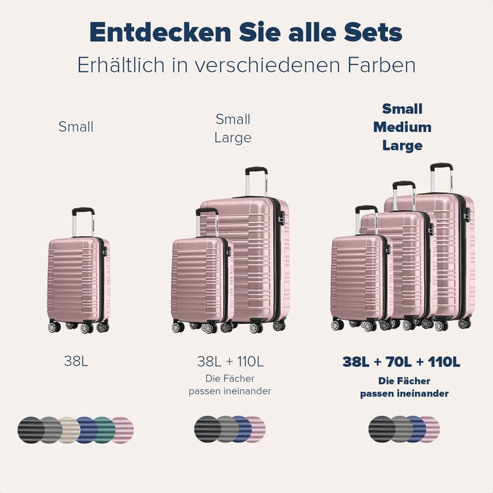 TRVLMORE Koffer & Trolleys - Koffer Set - Kofferset 3 Teilig Hartschale, Gepäck-Sets, Hartschalenkof