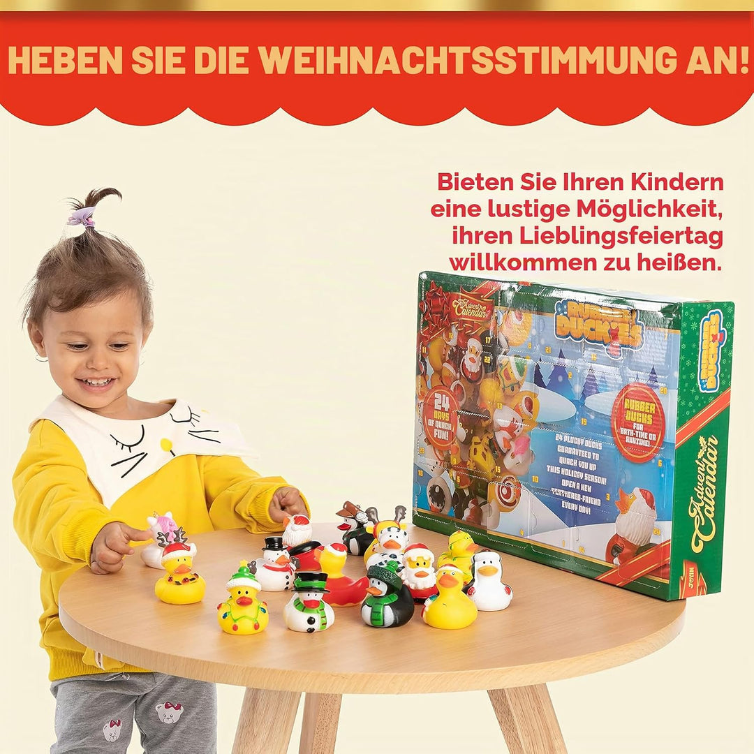 JOYIN Adventskalender 2023 mit Spielzeug Ente für 24 Tage Weihnachten Countdown mit 24 Gummienten fü