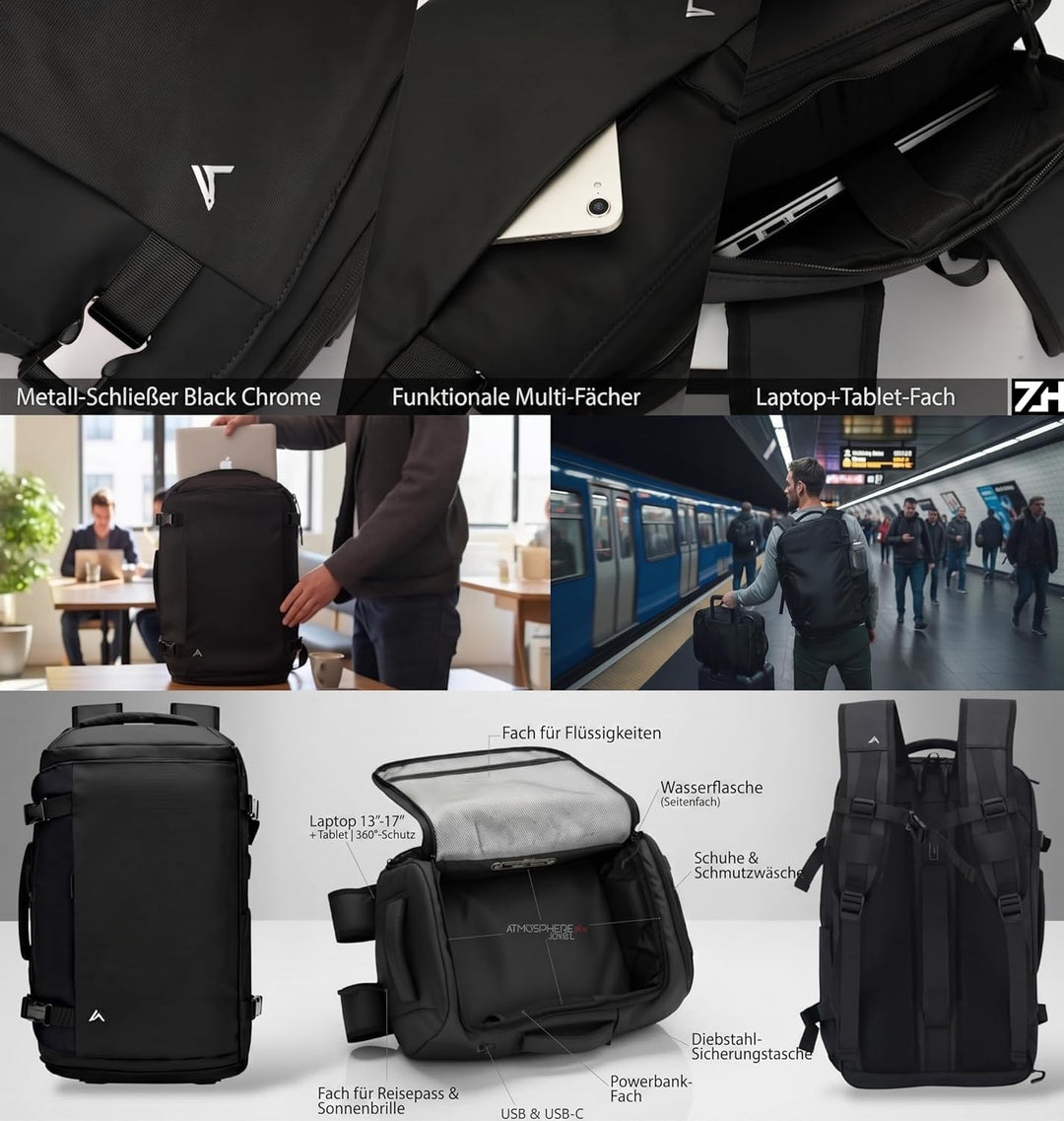 +Zermatt-Horn Rucksack herren Reise-Rucksack 35L | Laptop 15-17 Zoll. Kabinenrucksack Handgepäck mit