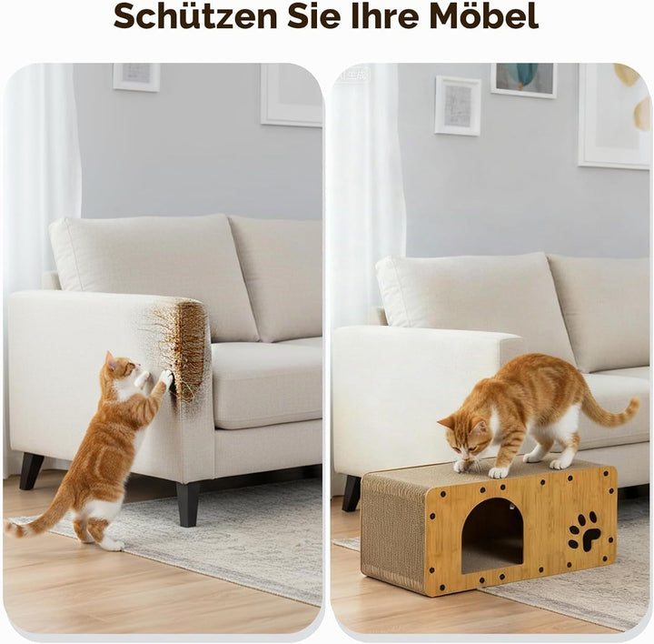 Gimars 59.5x29.5x28 cm Kratzbrett Katzen mit Spielball, Kratzpappe für Katzen gross XXL, Katzenhaus