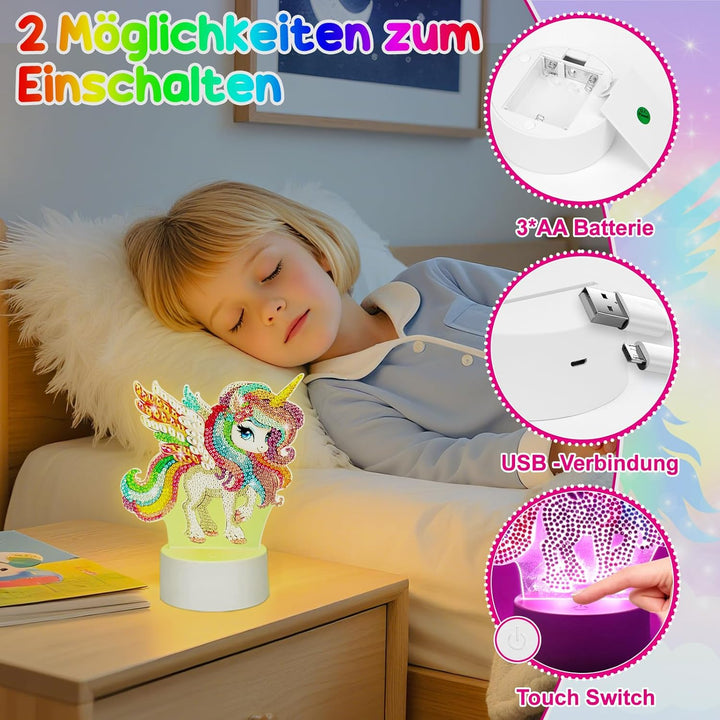 Zoyomax Diamond Painting Nachtlicht, Basteln für Erwachsene, 3D Kreative Diamond Painting Lampe Einh