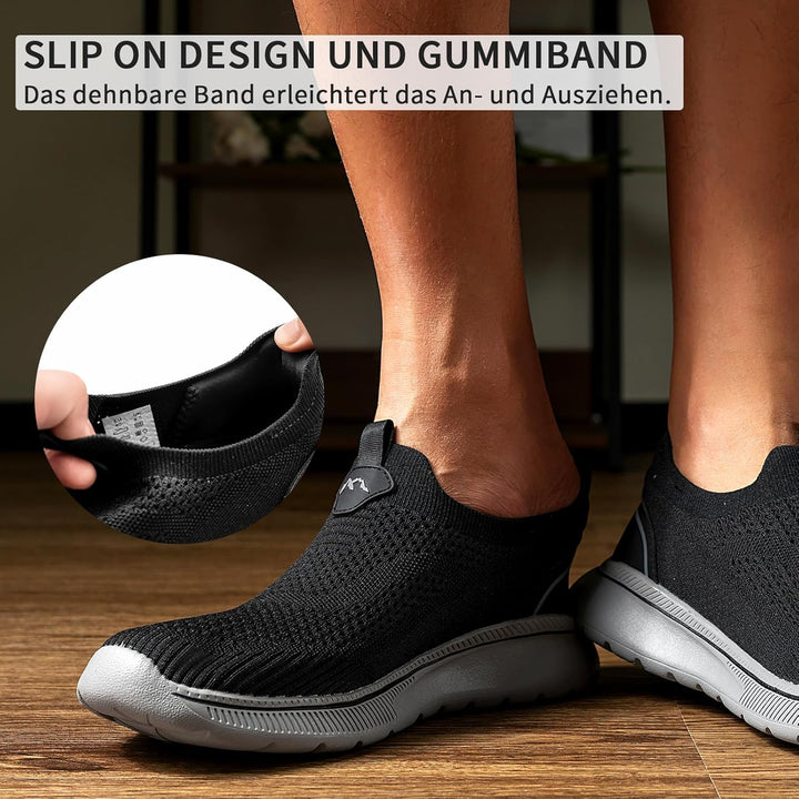 Sneaker Herren Ohne Schnuersenkel Slip-on Schuhe Mesh Atmungsaktiv Leicht Laufschuhe Sportschuhe Beq