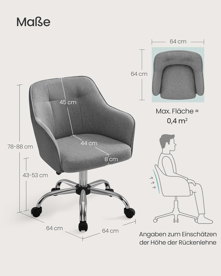 SONGMICS Bürostuhl, bequemer Schreibtischstuhl, höhenverstellbarer Computerstuhl, bis 120 kg belastb