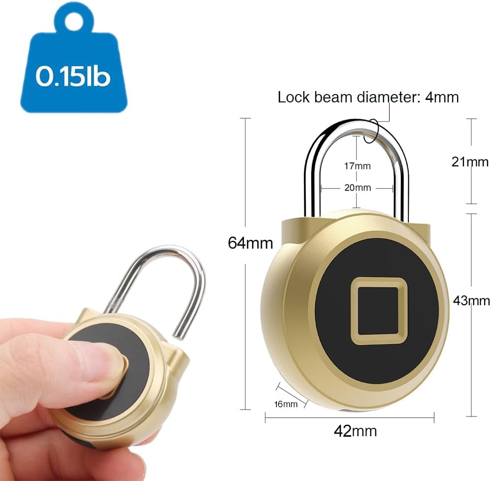 Vorhängeschloss Fitnessstudio Wetterfest Zahlenschloss - Fingerabdruck Bluetooth App eLinkSmart kein
