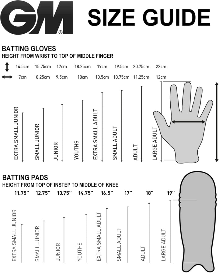 Gunn and Moore GM Cricket-Schlaghandschuhe, 303, schwarz, Junior Rechtshänder, 1 Paar, 51792317