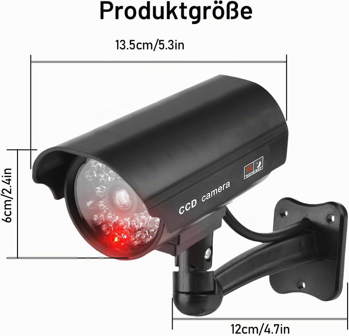 GOMETY 4 Stück Kamera Atrappe Aussen, Fake Kamera mit Rot Blinkender LED, Überwachungskamera Attrapp