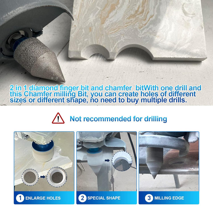 Diamant Fingerfräser 0-50mm,BRSCHNITT Diamant Fasenbohrer Vergrösserung Vorhandener Löcher in Porzel