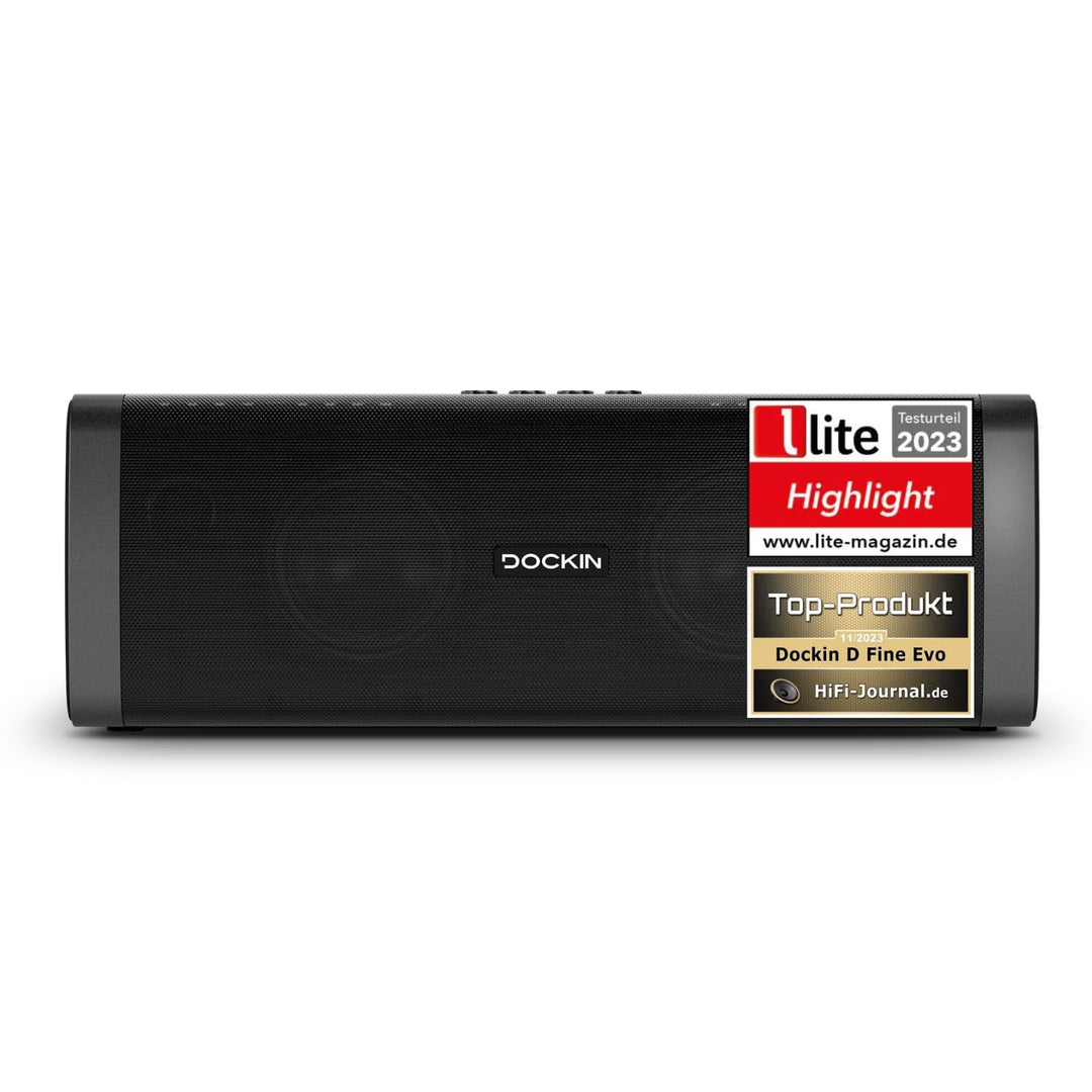 DOCKIN® D FINE Bluetooth Lautsprecher - 50 Watt Stereo HiFi Speaker für Indoor/Outdoor mit starkem B