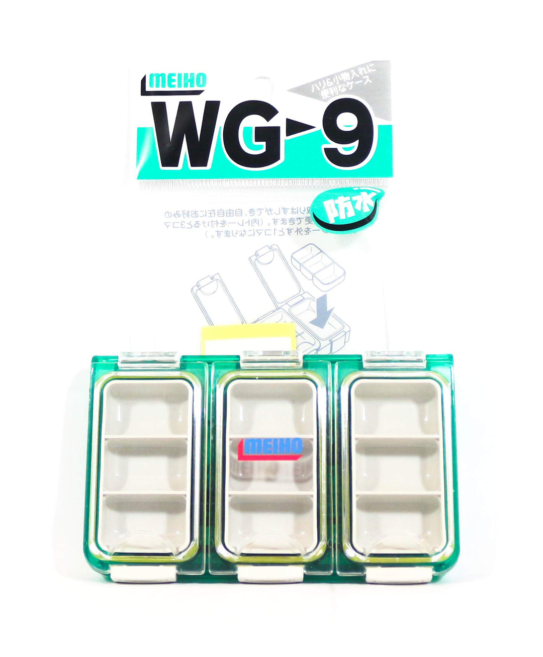 Meiho WG-9 Grüne Angelausrüstungskasten, Rechteckig Hartplastik, 115 x 73 x 18 mm