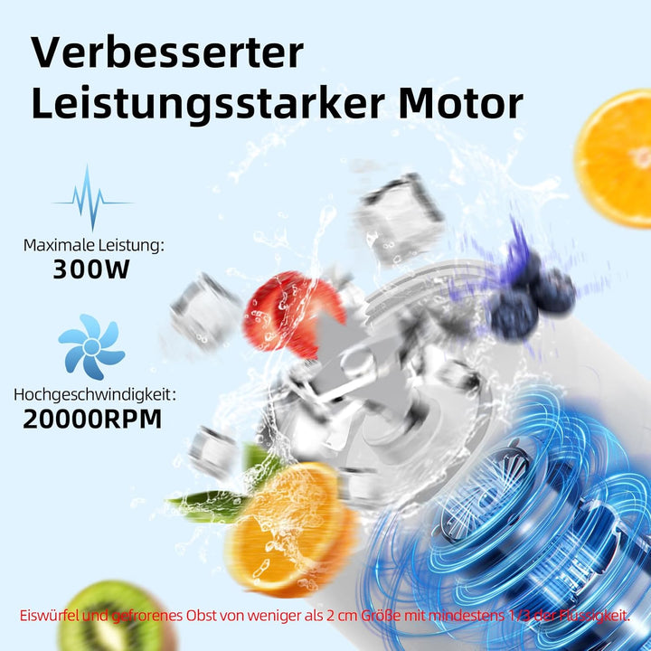 DENOKIN Tragbarer Mixer mit Trinkdeckel, 700ml, Mini Standmixer für Unterwegs, Wiederaufladbar mit U