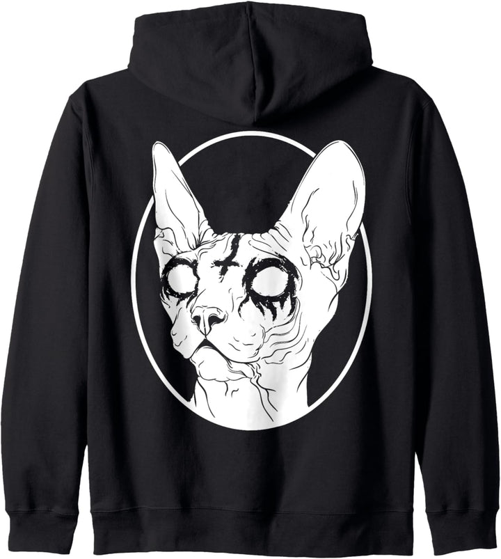 Black Metal Sphynx Cat | Pastel Goth and Death Metal Kapuzenjacke