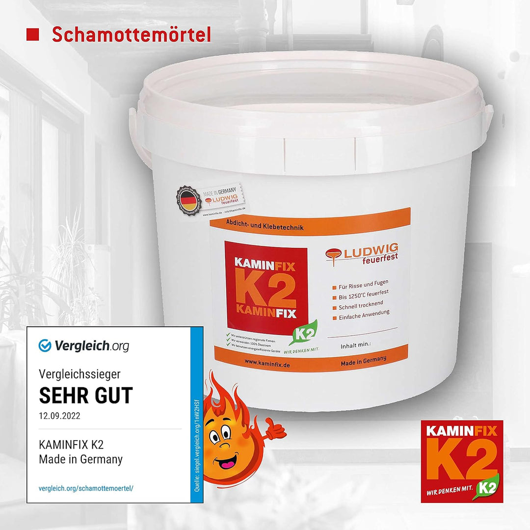 Schamottemörtel Made in Germany für die einfache und schnelle Reparatur. Ofen und Kaminmörtel Feuerf