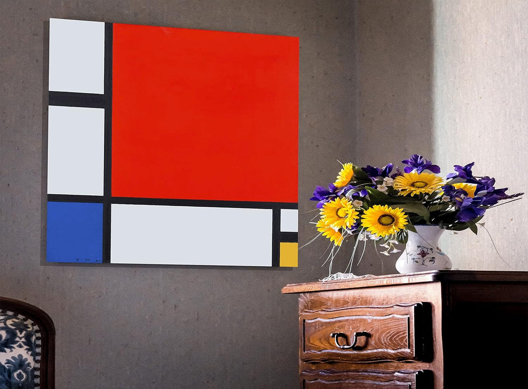Piet Mondrian Kunstdruck auf Leinwand, Rot, Blau und Gelb, 60 x 60 cm Blau,Rot 61cm x 61cm (24 x 24