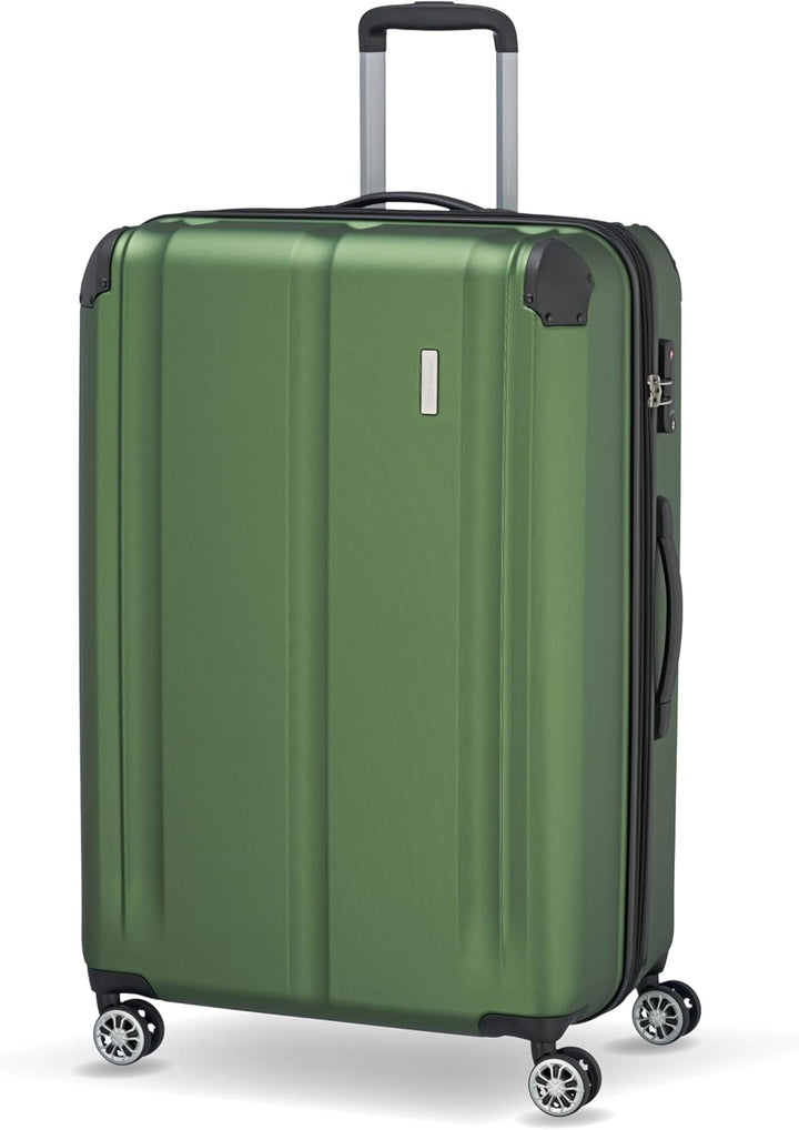 Travelite 4-Rad Koffer L mit TSA Schloss + Dehnfalte, Gepäck Serie CITY: Robuster Hartschalen Trolle
