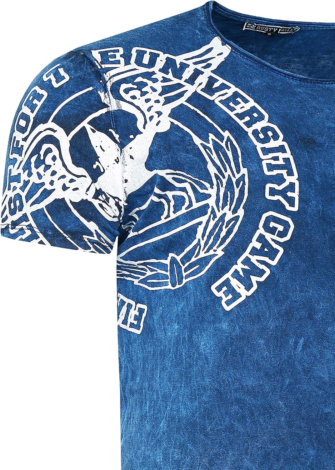 T-Shirt Herren Kurzarm Rundhals Tshirt Printed Shirt Regular Fit Verwaschen Plakativer Druck 232, Fa