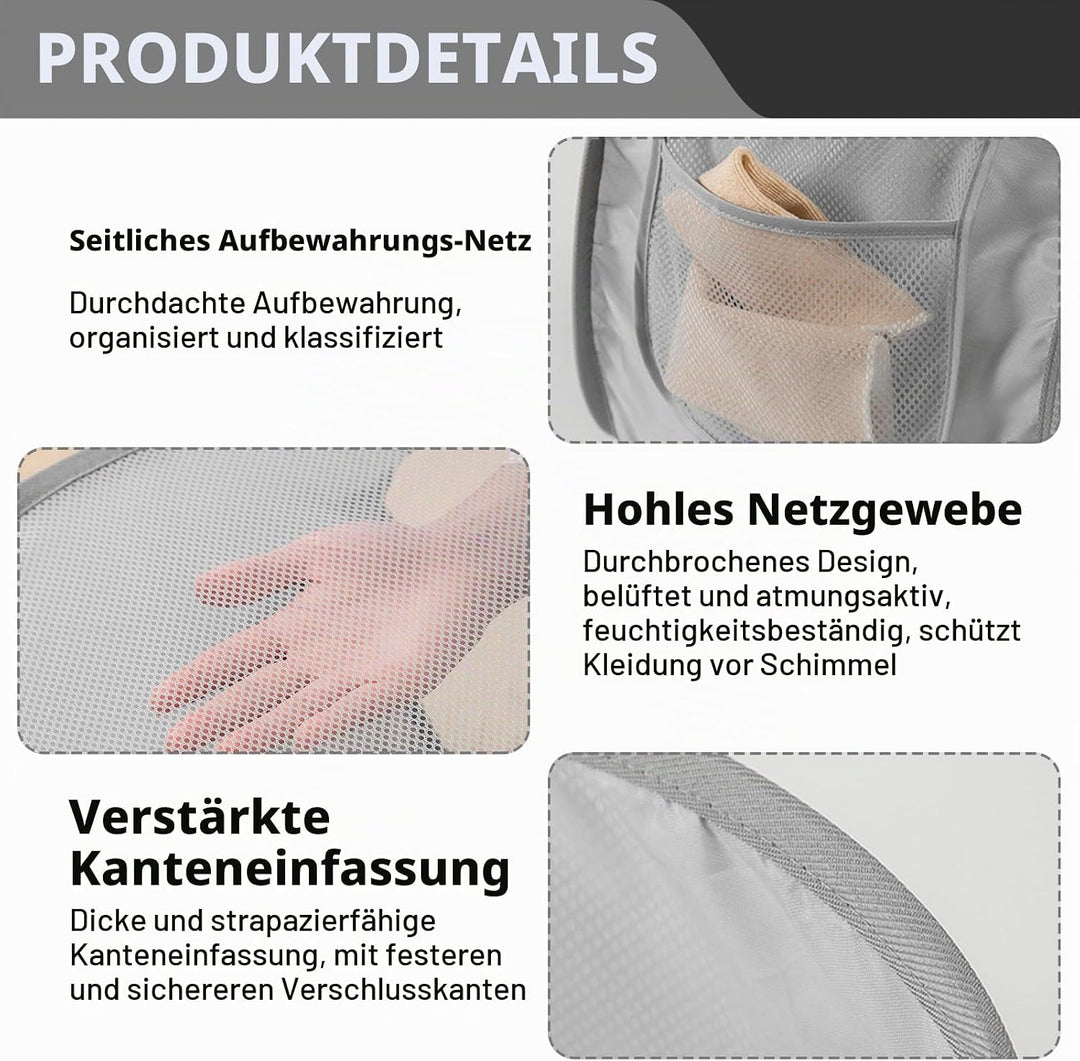 Pop-Up Wäschekorb, 3 Stück Faltbar 36 * 36 * 58cm, Klappbar Mit Henkel, Tragbar Aus Mesh, Für Badezi