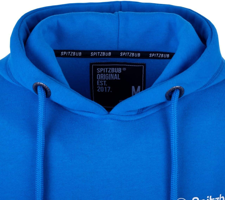Spitzbub Herren Hoodie Pullover mit Kapuze Kapuzenpullover Sportshoodie mit Ärmelprint, S Blau