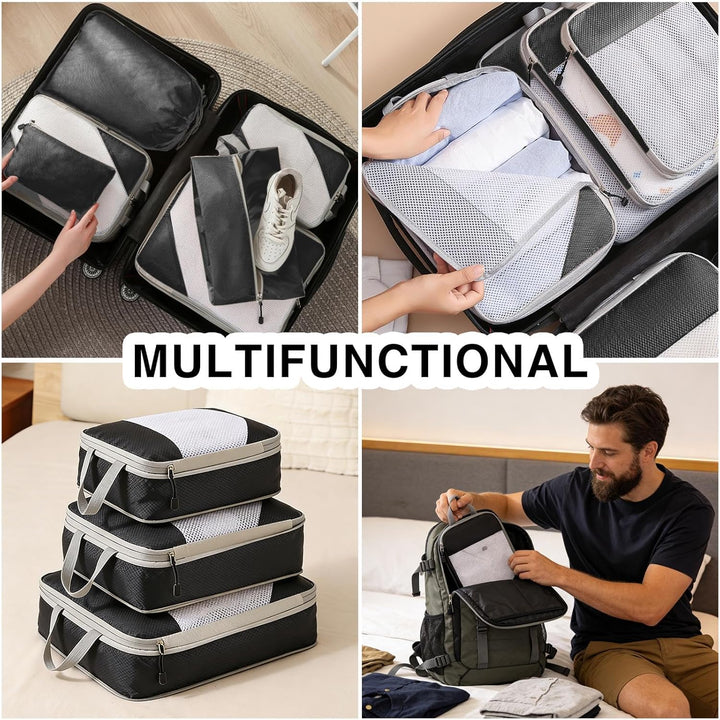 Packing Cubes Compression Koffer Organizer set 8 Stück Packwürfel-Reisezubehörset, Gepäck-Organizer