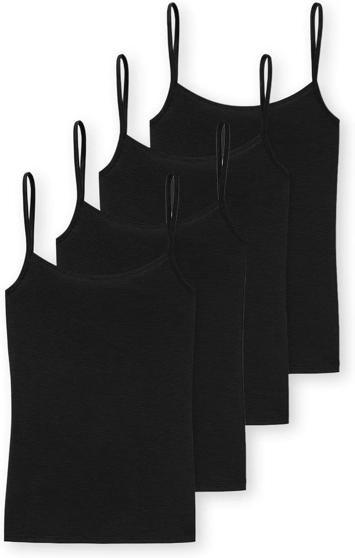 Schiesser Damen 2 PACK Spaghettitop Unterhemd - Modal Essentials 38 4 X Schwarz, 38 4 X Schwarz