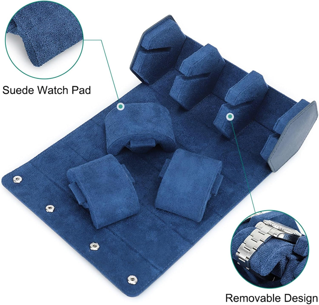 Hiram Uhrenrolle, echtes Leder, sechseckig, Uhrenetui für 3 Uhren, schützende Uhren-Aufbewahrungsbox