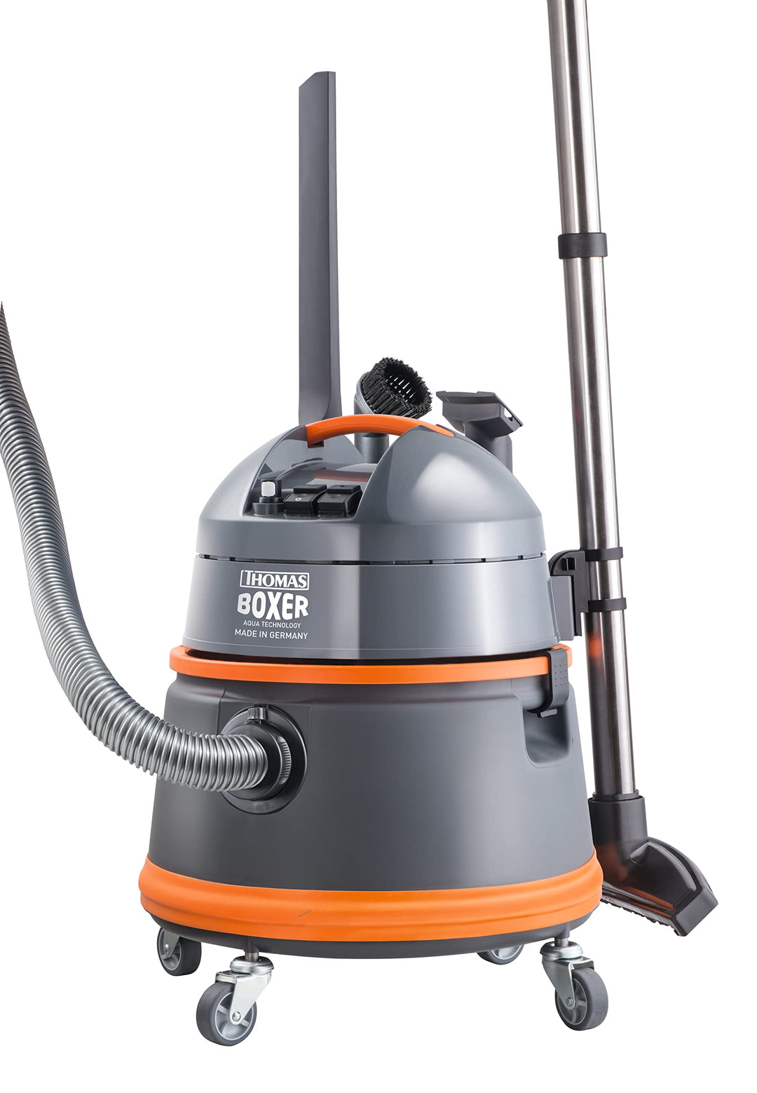 Thomas Boxer 788119 robuster und leistungsstarker Nass-Trocken Waschsauger, 1400 W, 4 Bar, grau / or