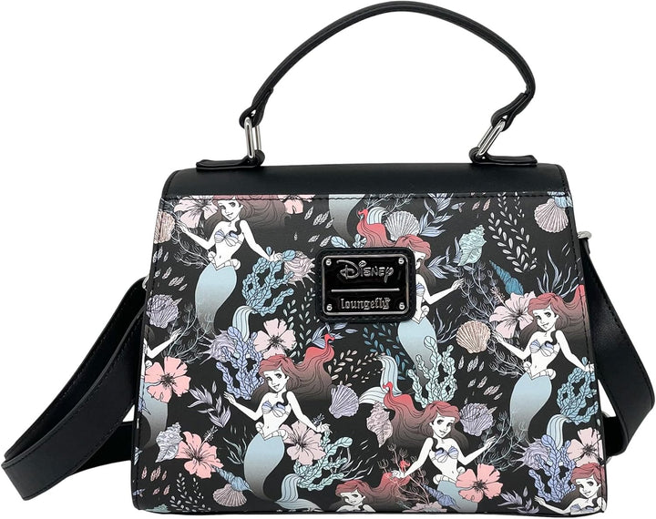 Loungefly Disney The Little Mermaid Ariel Allover-Blumen-Print Crossbody Satchel Handtasche Geldbörs