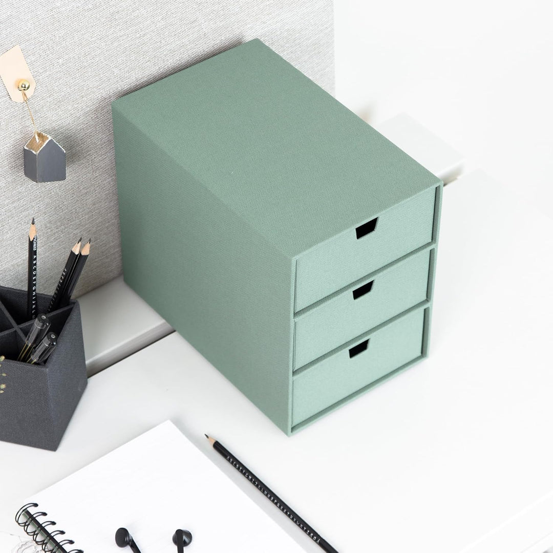 BIGSO INGRID Schubladenbox für Dokumente und Bürobedarf – Schreibtisch Organizer mit 3 Schubladen –