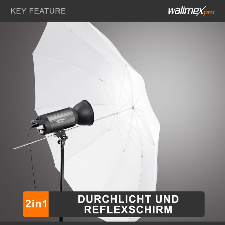 walimex pro 2in1 Reflex- Durchlichtschirm weiss 150 150cm Single, 150cm Single