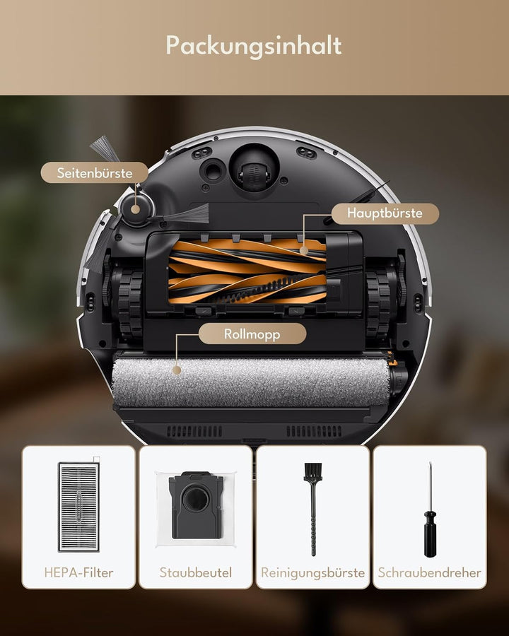 22 Stk. Zubehörsets für Mova Z60 Ultra Roller Complete/Standalone Saugroboter: 2 Hauptbürste, 2 Roll