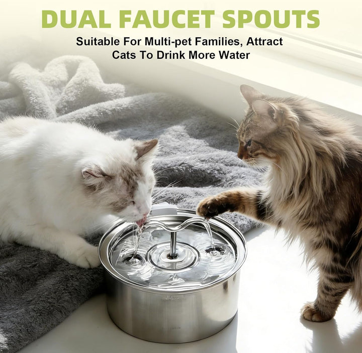 3.2L Katzenbrunnen Edelstahl, Trinkbrunnen für Katze, Leise Katzen Trinkbrunnen, Automatic Katzen Tr