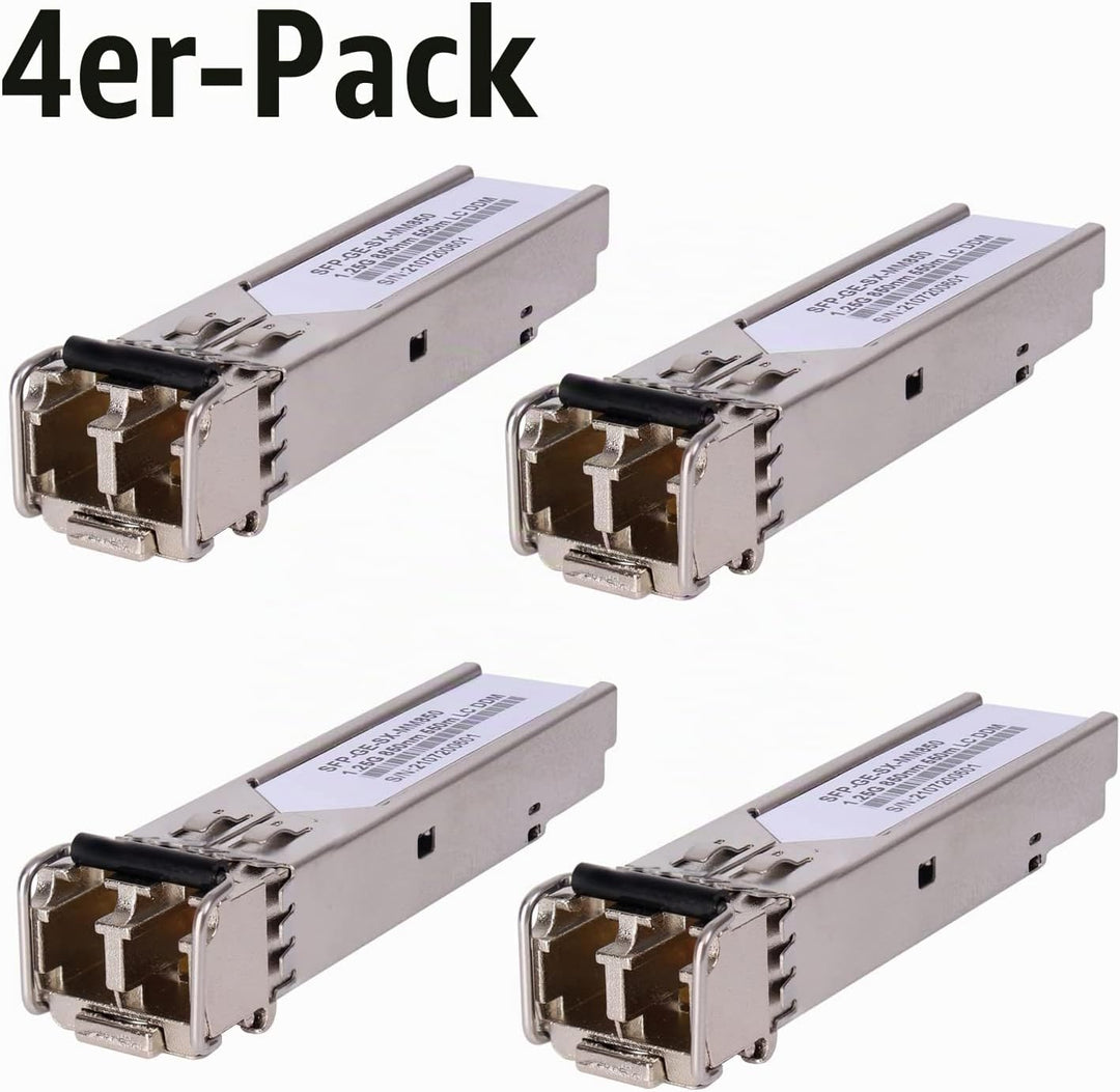 4 Stück 1,25G 850nm Multimode SFP LC Transceiver Glasfasermodul 550 Meter 1000Base-SX LC MMF für Cis