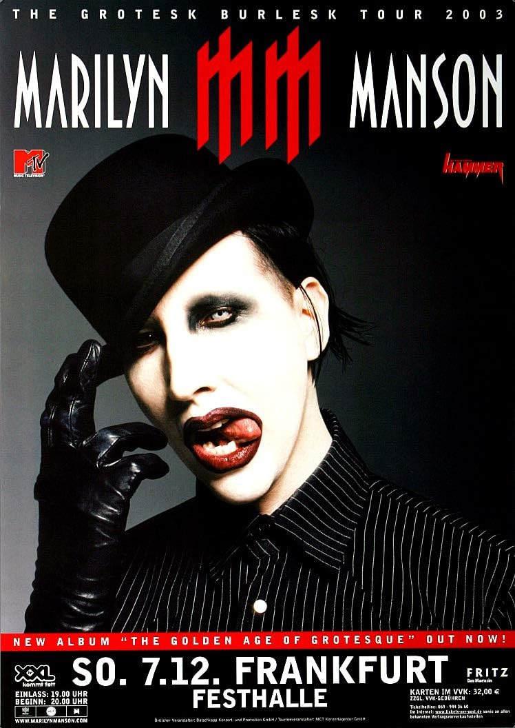 Marilyn Manson - Grotesk Burlesk, Frankfurt 2003 » Konzertplakat/Premium Poster | Live Konzert Veran