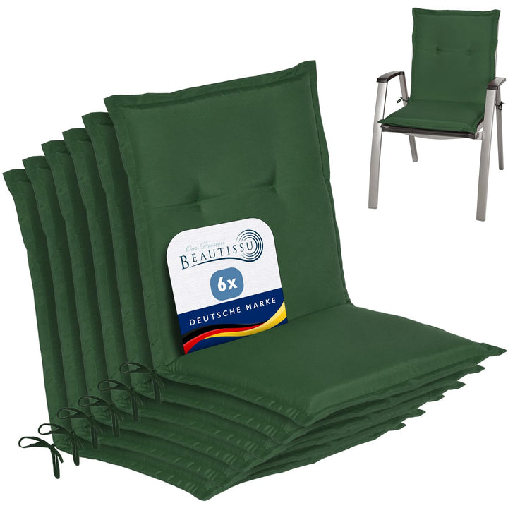 Beautissu 6er Set Niedriglehner Auflage Gartenstuhl 100x50x6 cm Loft NL - Sitzkissen Niederlehner Rü
