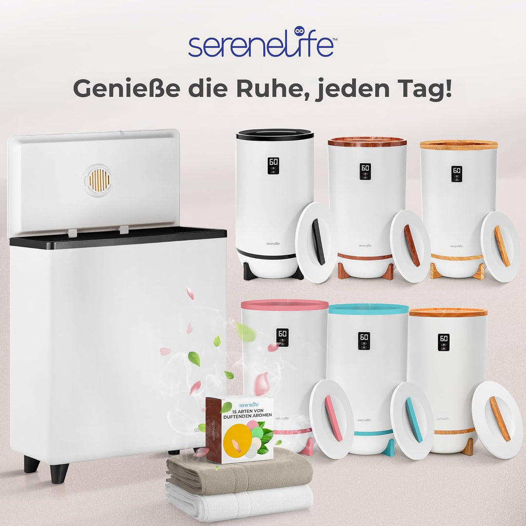 SereneLife Handtuchtrockner Elektrisch Schwarz – Fassungsvermögen für 2 Handtücher, Energiesparend &