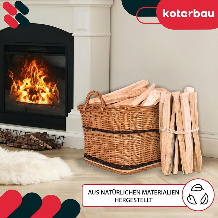 KOTARBAU® Weidenkorb für Brennholz - Holzkorb für Kaminholz - Erntekorb - 55x45 cm - Kaminholzkorb m