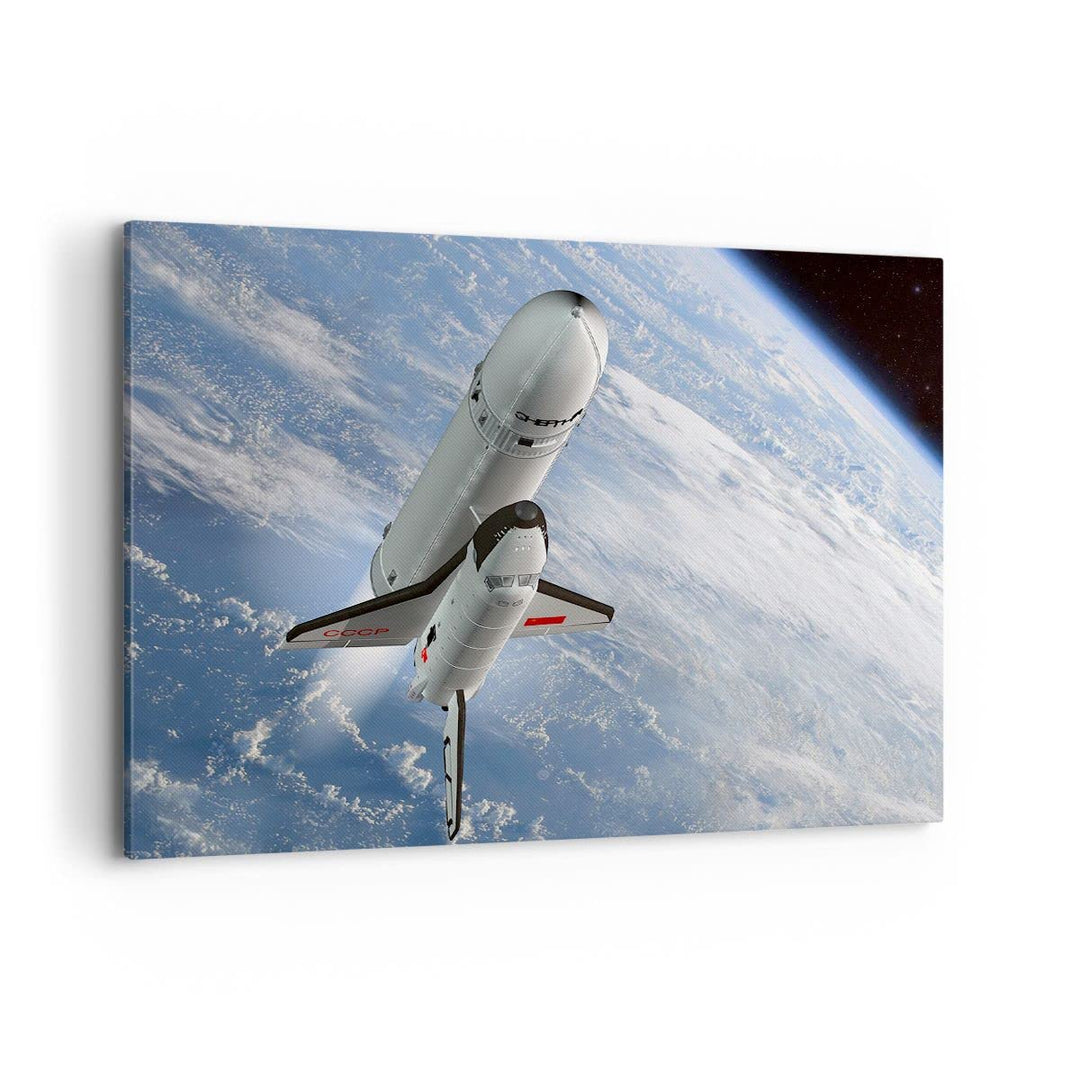 Bilder auf Leinwand 100x70cm Leinwandbild Himmel Rakete Kosmos Planet Gross Wanddeko Bild Schlafzimm