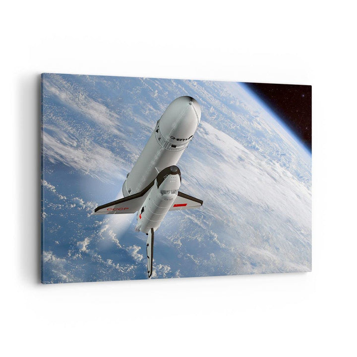 Bilder auf Leinwand 100x70cm Leinwandbild Himmel Rakete Kosmos Planet Gross Wanddeko Bild Schlafzimm