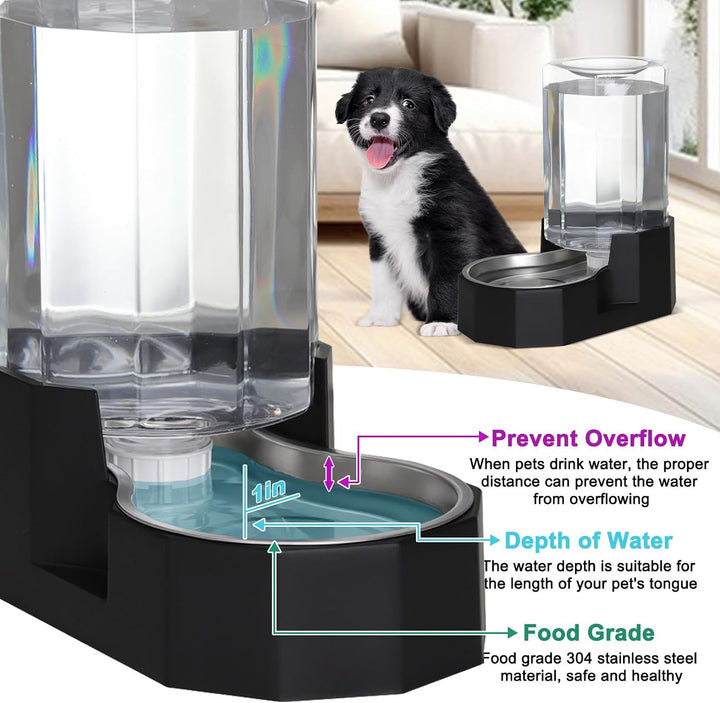 Sfozstra 7L Trinkbrunnen f. Hunde – Edelstahl, standsicher Schwarz 7L, Schwarz 7L