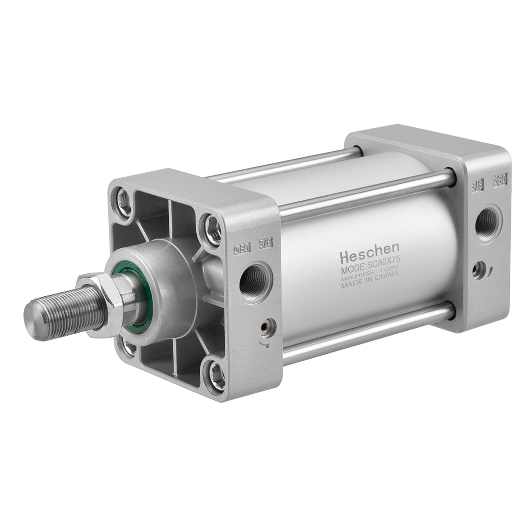 Heschen Pneumatischer Standard-Luftdruckzylinder, SC 80-75, PT3/8'' Anschluss, 80mm Bohrung, 75mm Hu