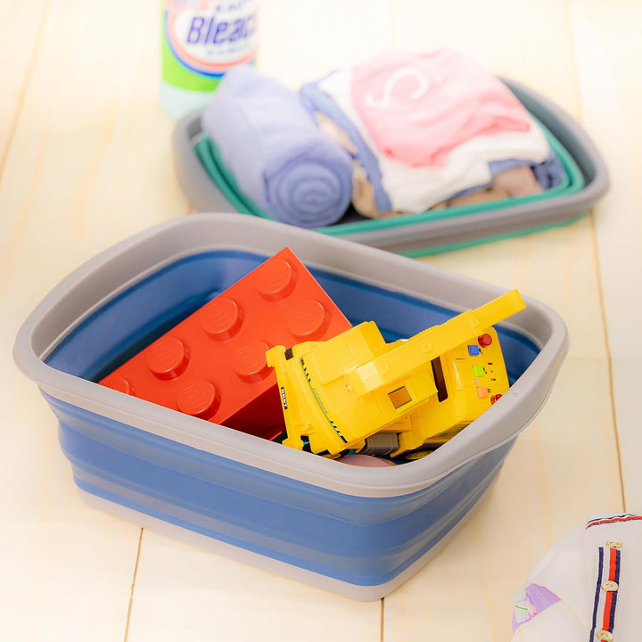 SAMMART 10L Set mit 2 zusammenklappbaren Wannen – Faltbare Geschirrwanne – tragbares Waschbecken – p