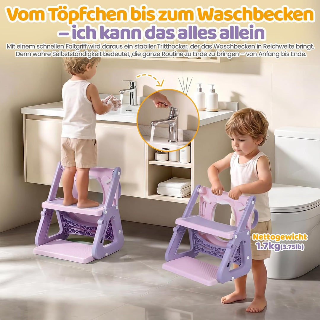 Orzbow Kinder Toilettensitz, Stabil Toilettensitz Kinder mit Treppe und Dreiecksstruktur, Verlängert