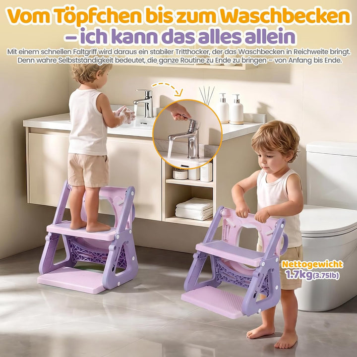 Orzbow Kinder Toilettensitz, Stabil Toilettensitz Kinder mit Treppe und Dreiecksstruktur, Verlängert